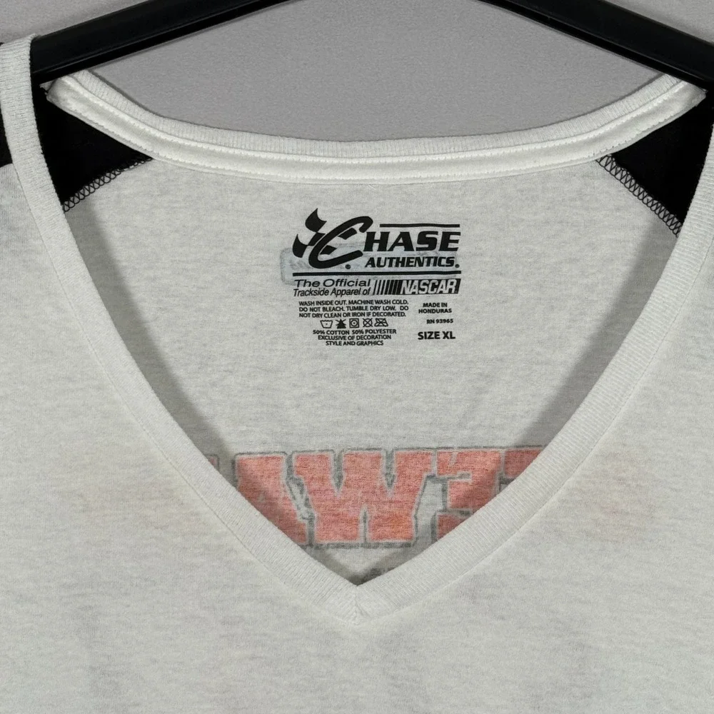 NWT Tony Stewart #14 Nascar Bass Pro Shop XL Women's 3/4 sleeve Black White Oran
